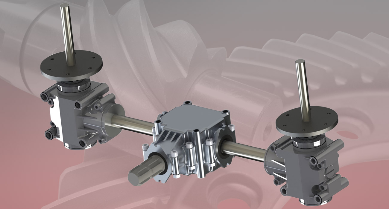 Reducers for fertilizer spreaders - Series L11-15-11 (ORTHOGONAL SHAFTS)